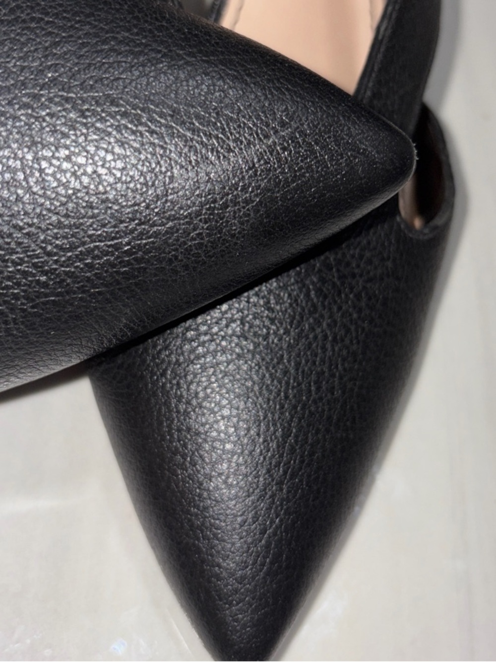 “True Soul” Black Leather Slingback Heels with pointed toe - Picture 5 of 8